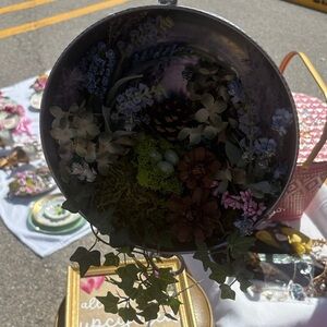 Decorative Floral Wall Basket - Purple and Green Home Accent